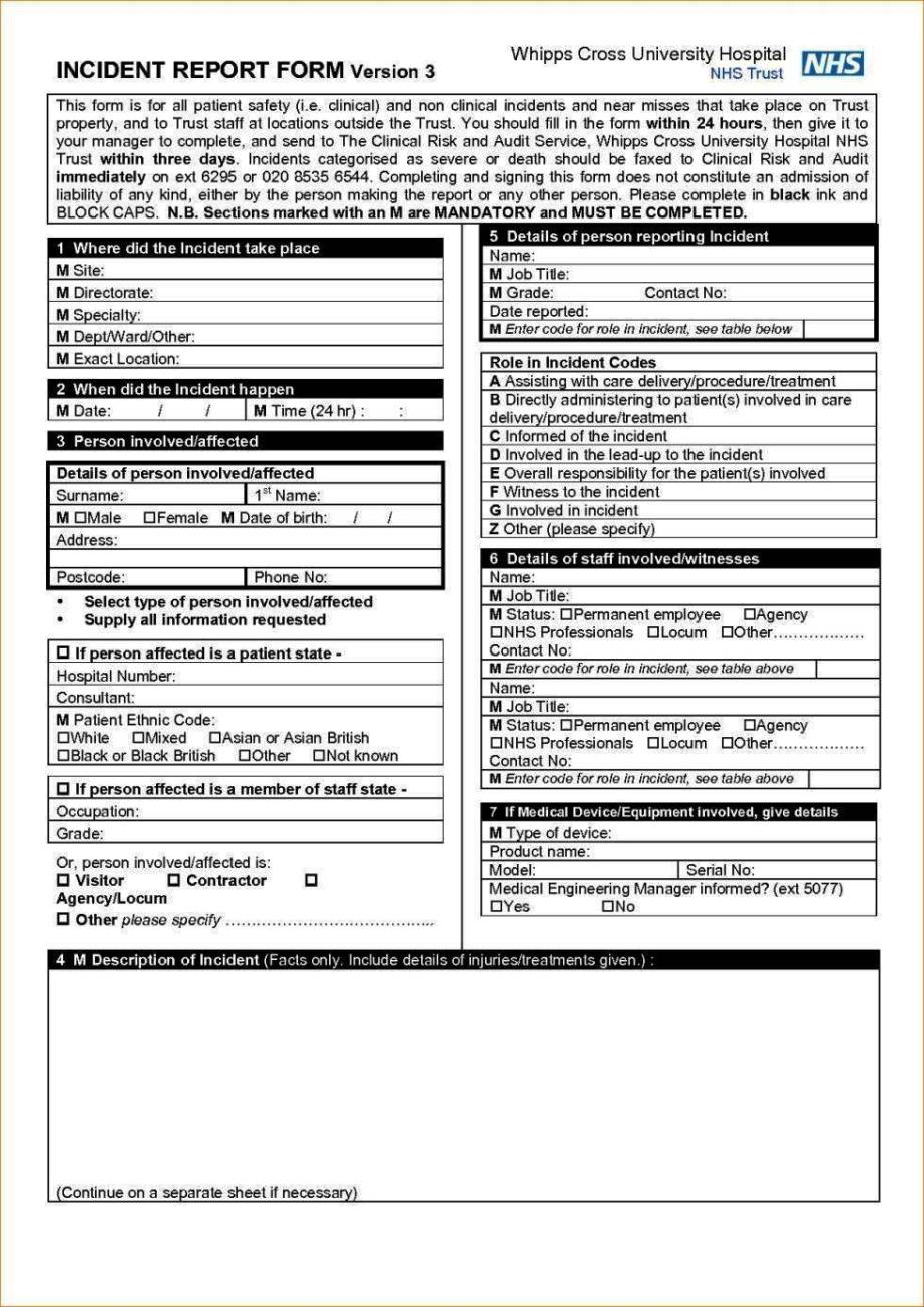 Hospital Incident Report Form Template - SampleTemplatess