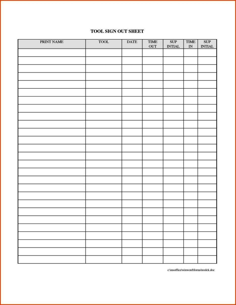 Inventory Sign Out Sheet Template Free