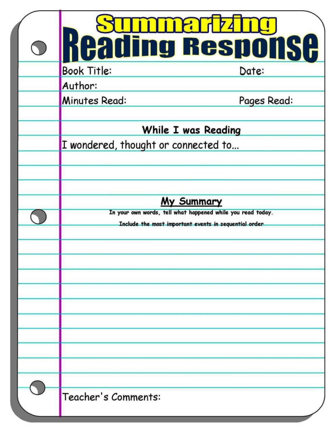 Free Printable Reading Logs With Summary