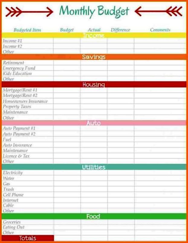Easy Monthly Budget Template Free