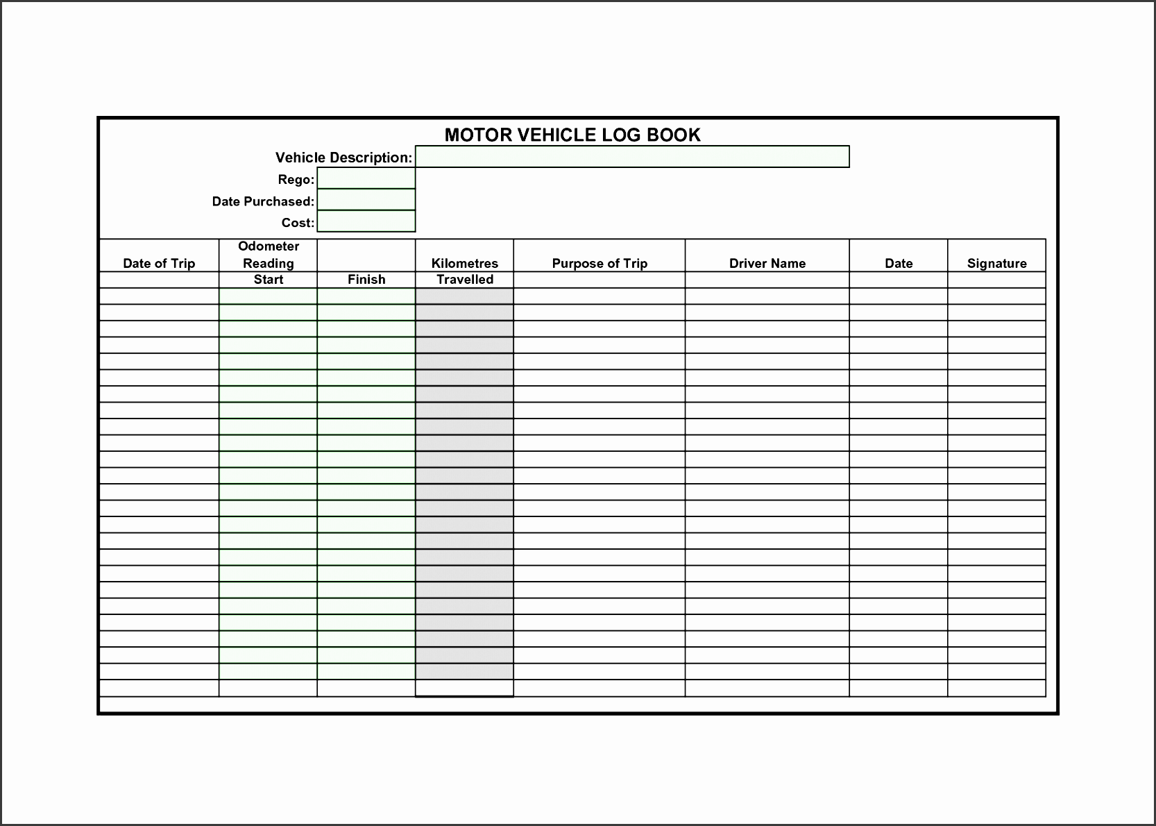 Work Log Book Template
