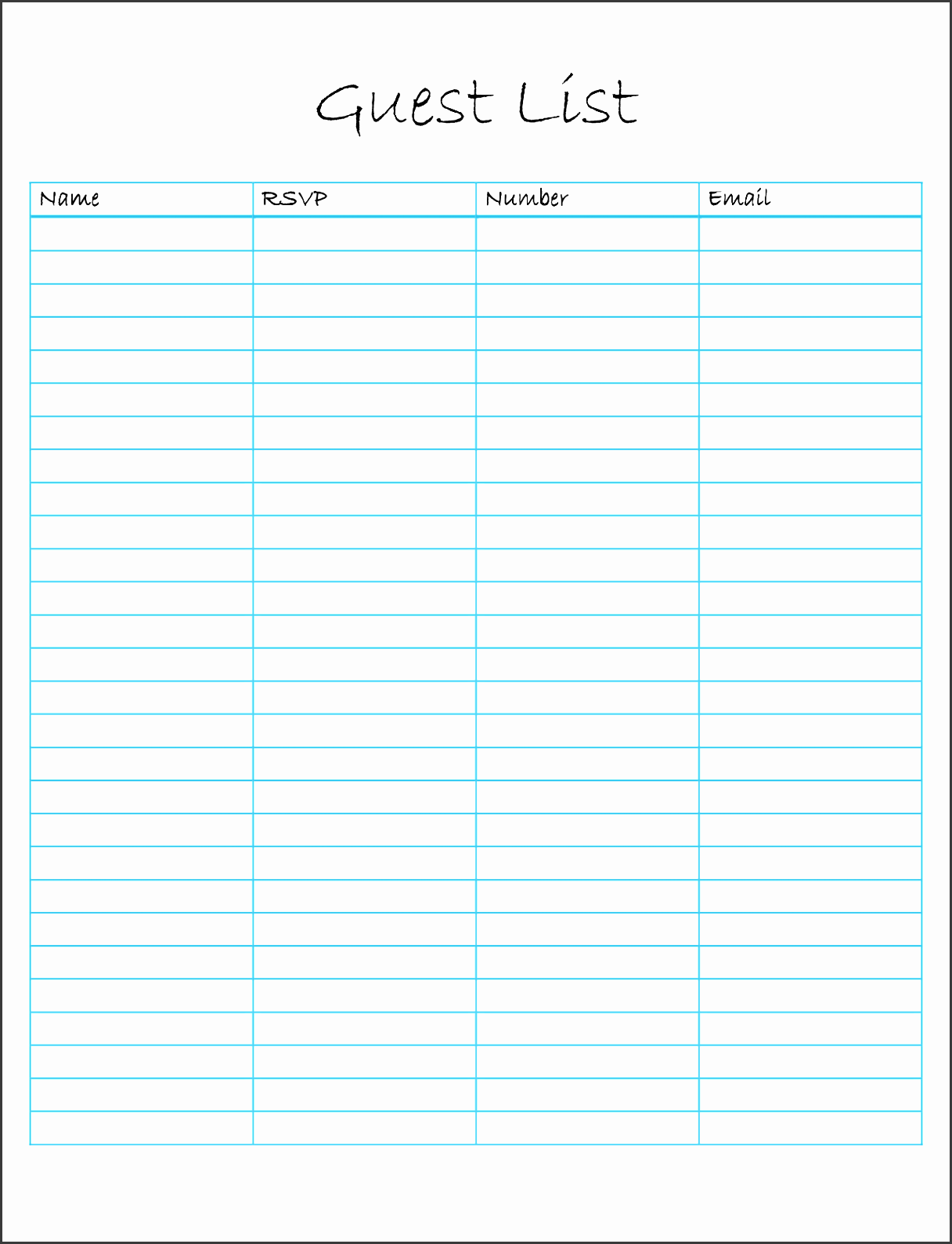 wedding guest list template free download
