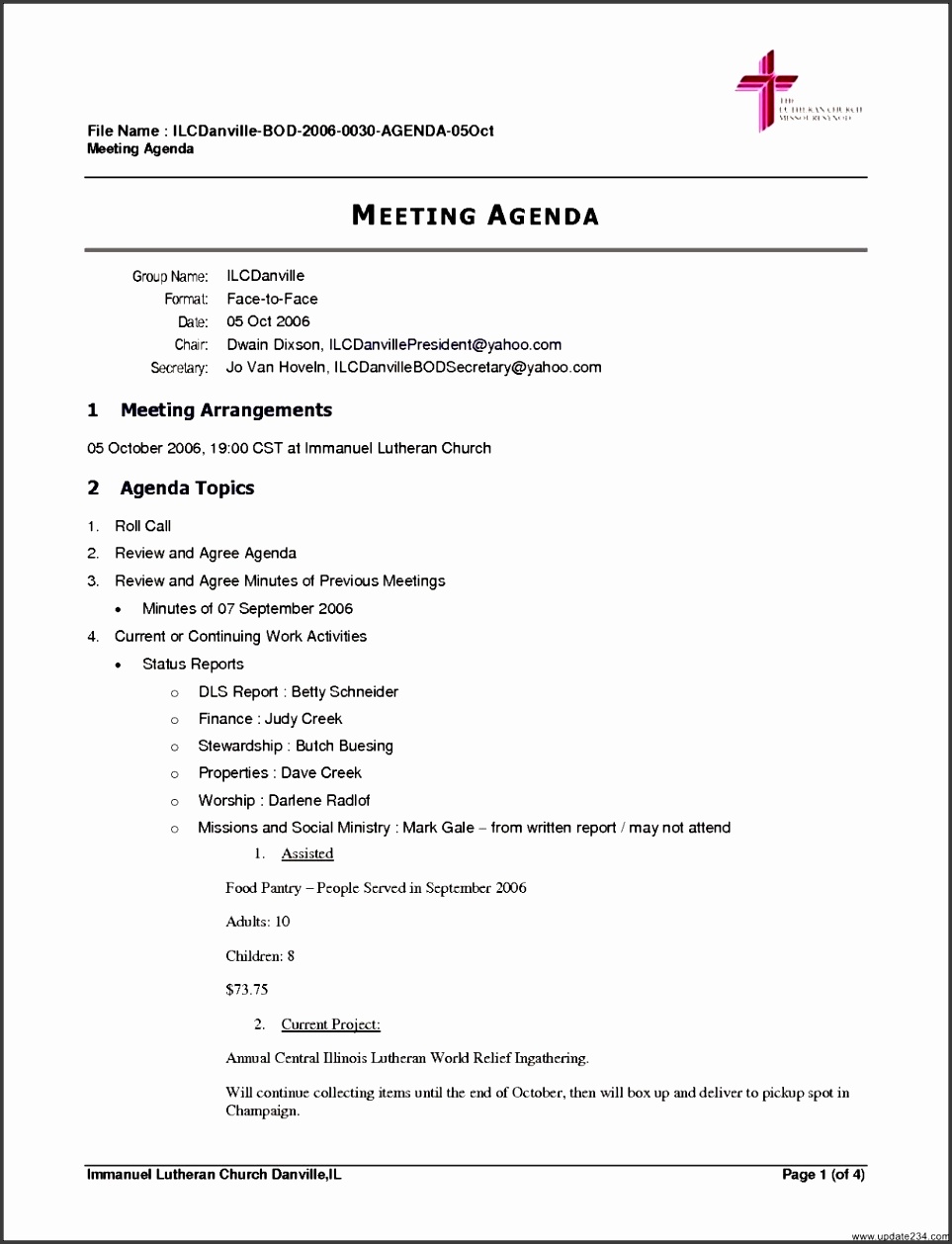 10 church business meeting agenda template conference outline