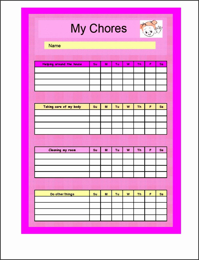8 Chore Chart Templates SampleTemplatess SampleTemplatess