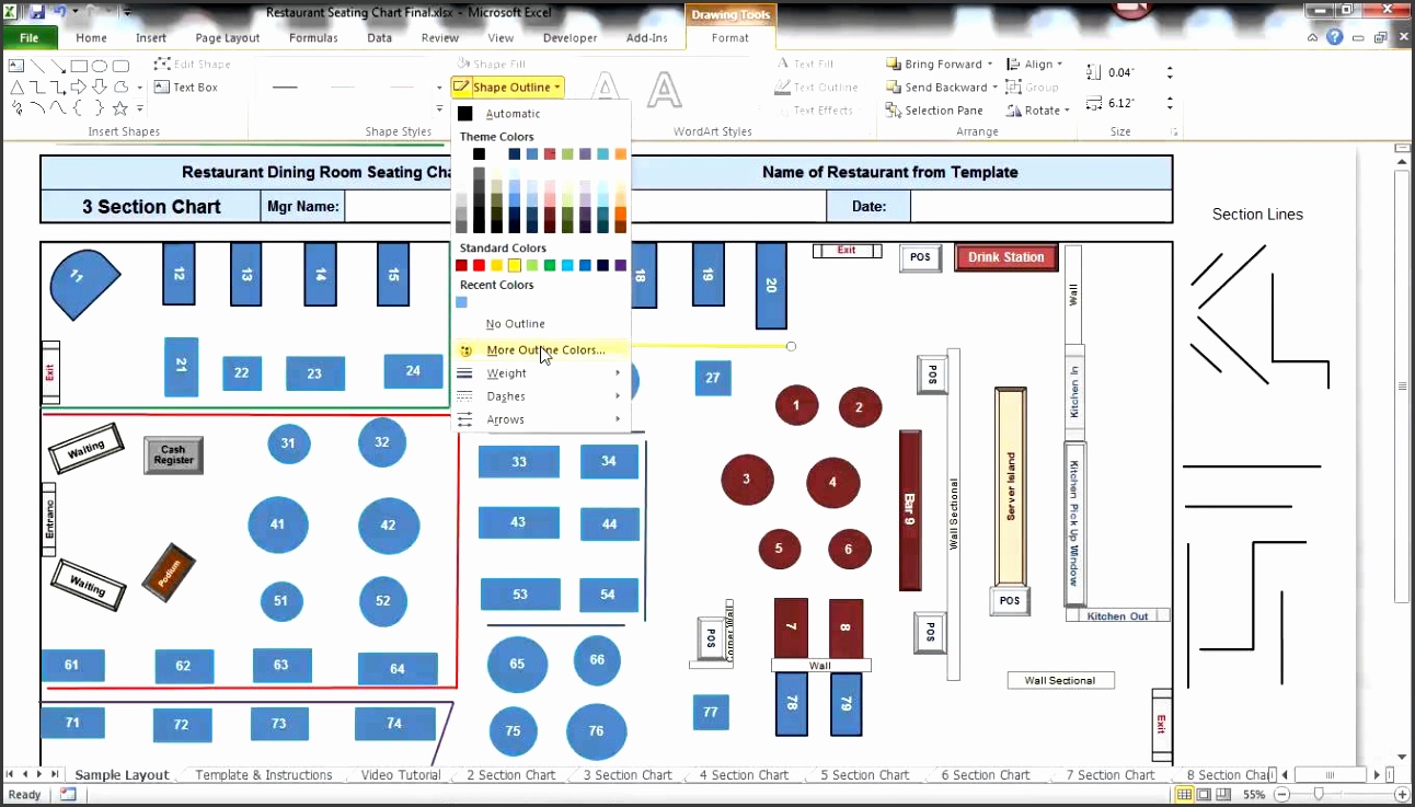 8 Restaurant Seating Chart Template SampleTemplatess SampleTemplatess