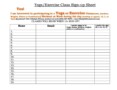 Class Sign Up Sheet Template