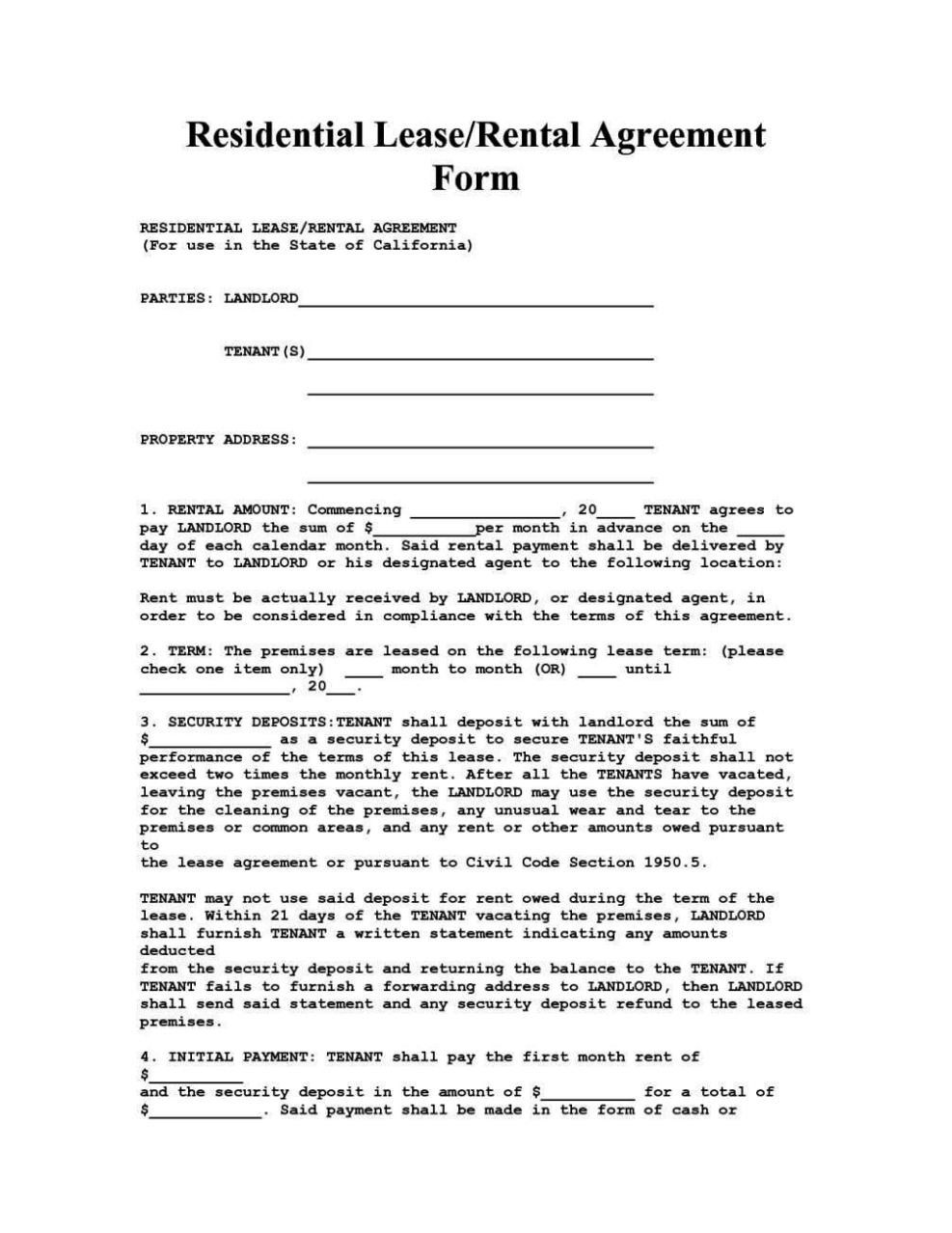 House Share Tenancy Agreement Template