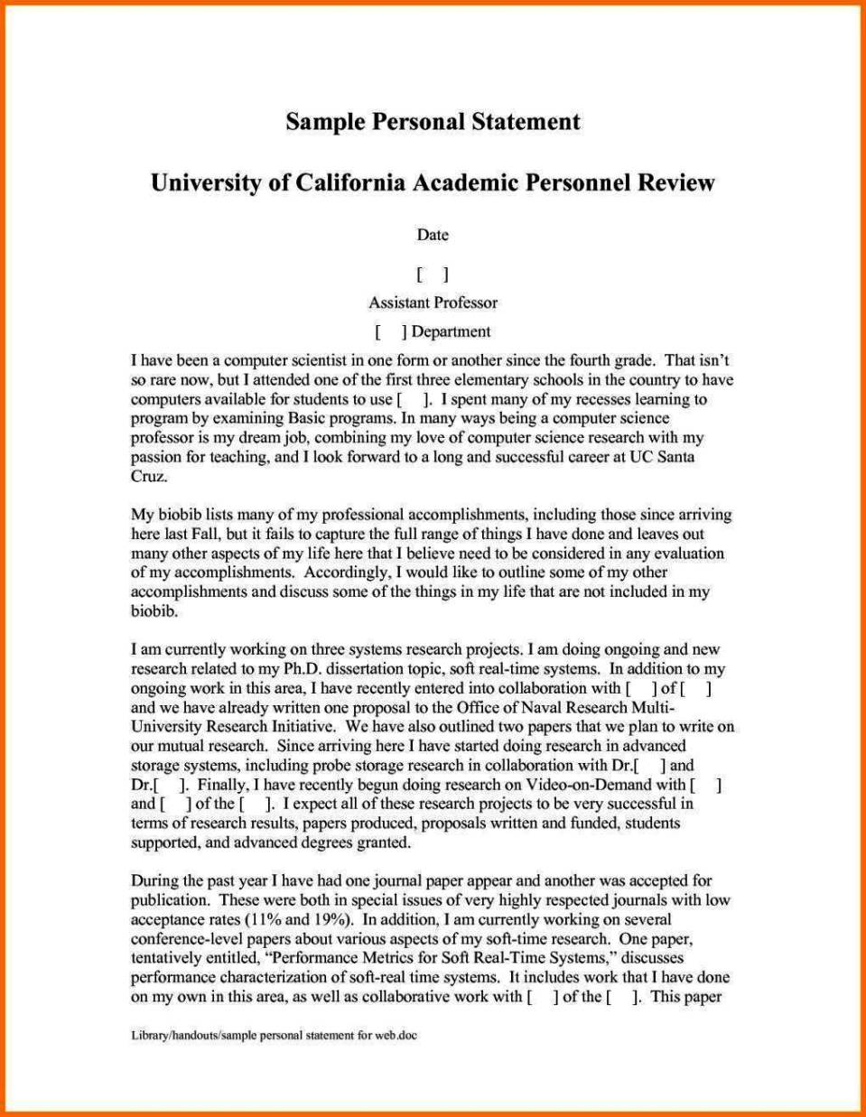 personal statement graduate sample