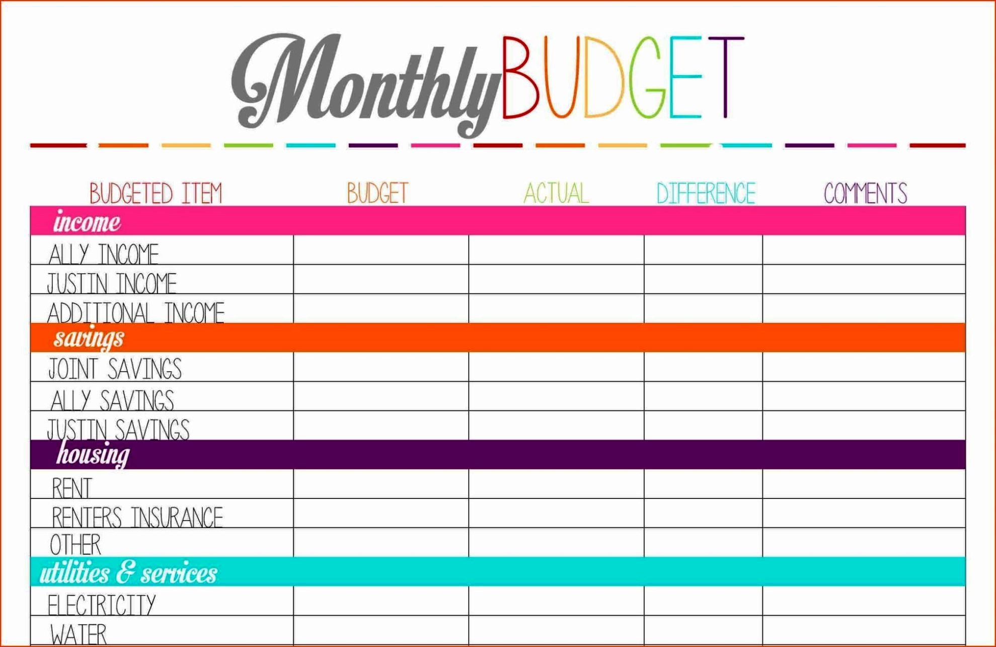 Easy printable monthly budget template royalhor