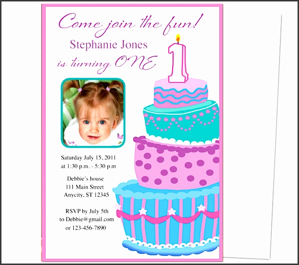 sweet cakes 1st birthday invitation templates great template for a first party invite easy