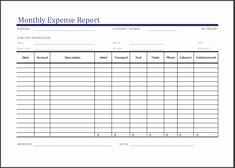 monthly expense report