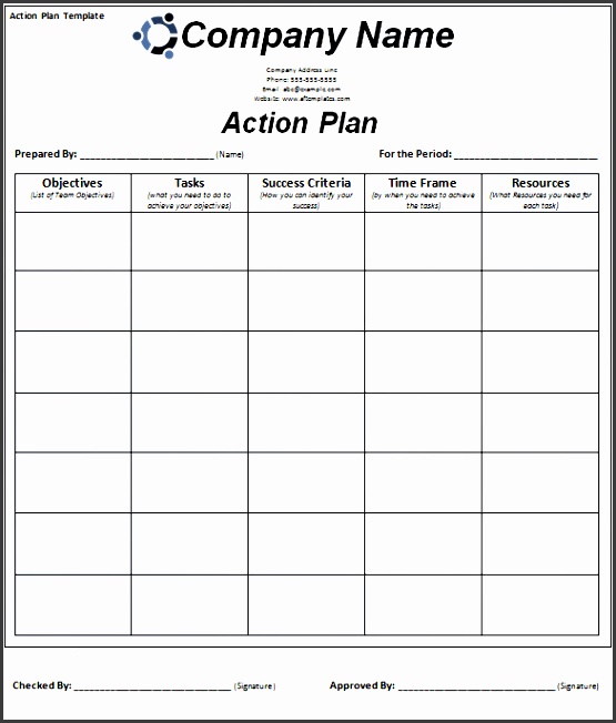 free smart action plan template word