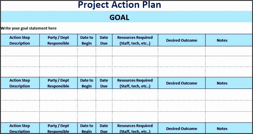 project action plan template xls
