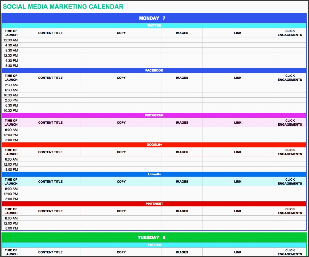 social media marketing calendar