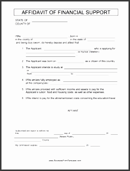 affidavit of financial support business form template