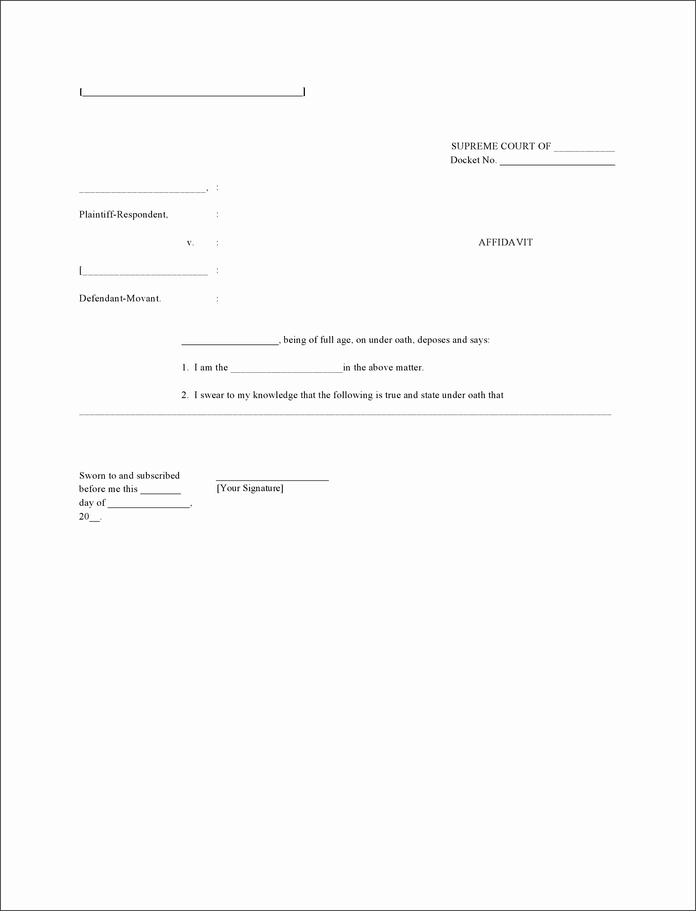 blank affidavit template form