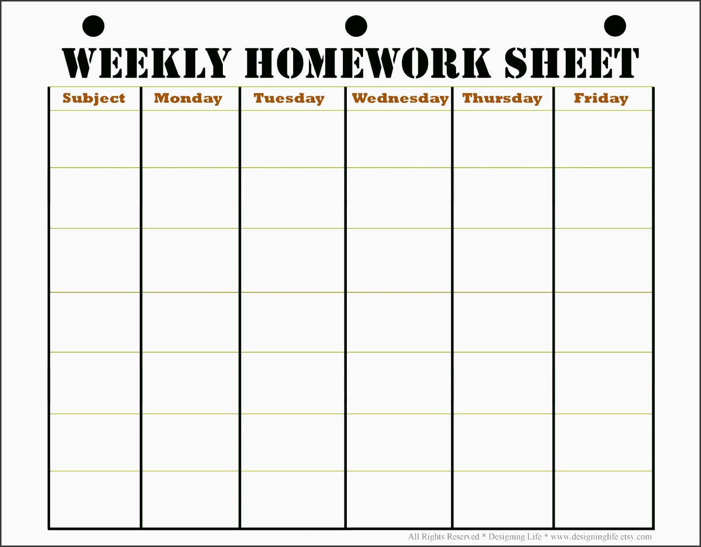 Free editable homework template image