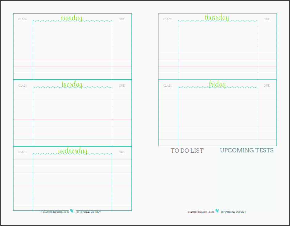 free printable student planner designed to help middle and high school students keep track of