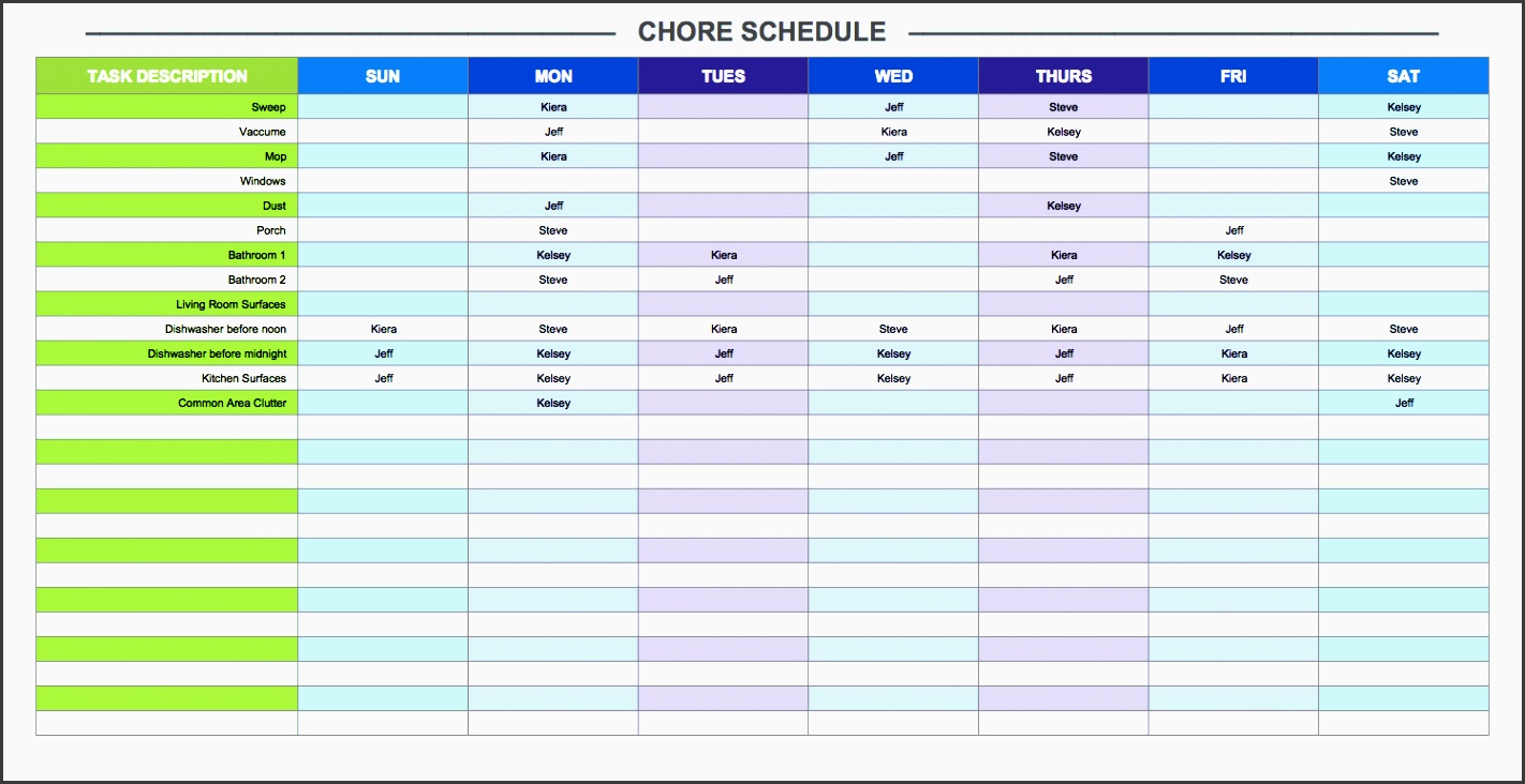 chore schedule template