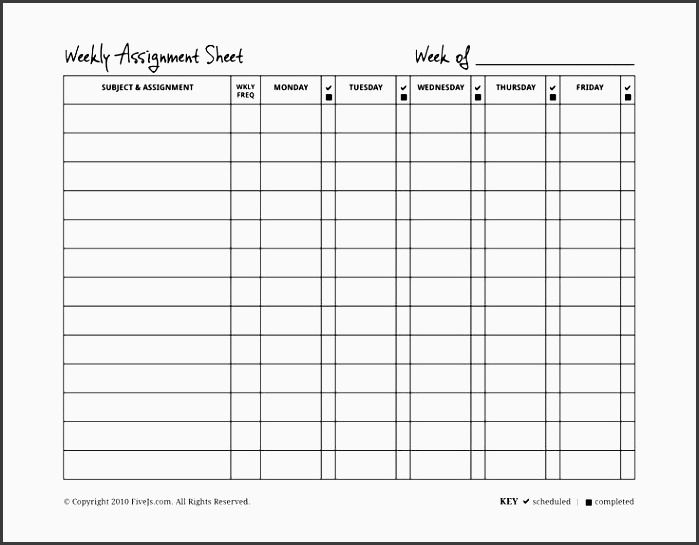 homeschool weekly assignment planner