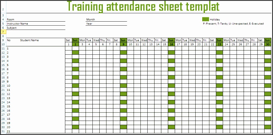 training attendance sheet Â attendance template xlx