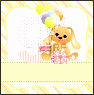 cute template for baby birthday card stock photo 1047