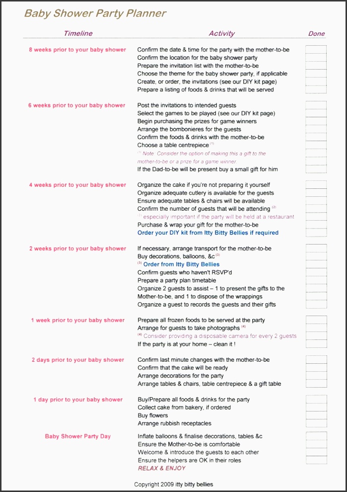 baby shower planning checklist baby shower party planner pdf