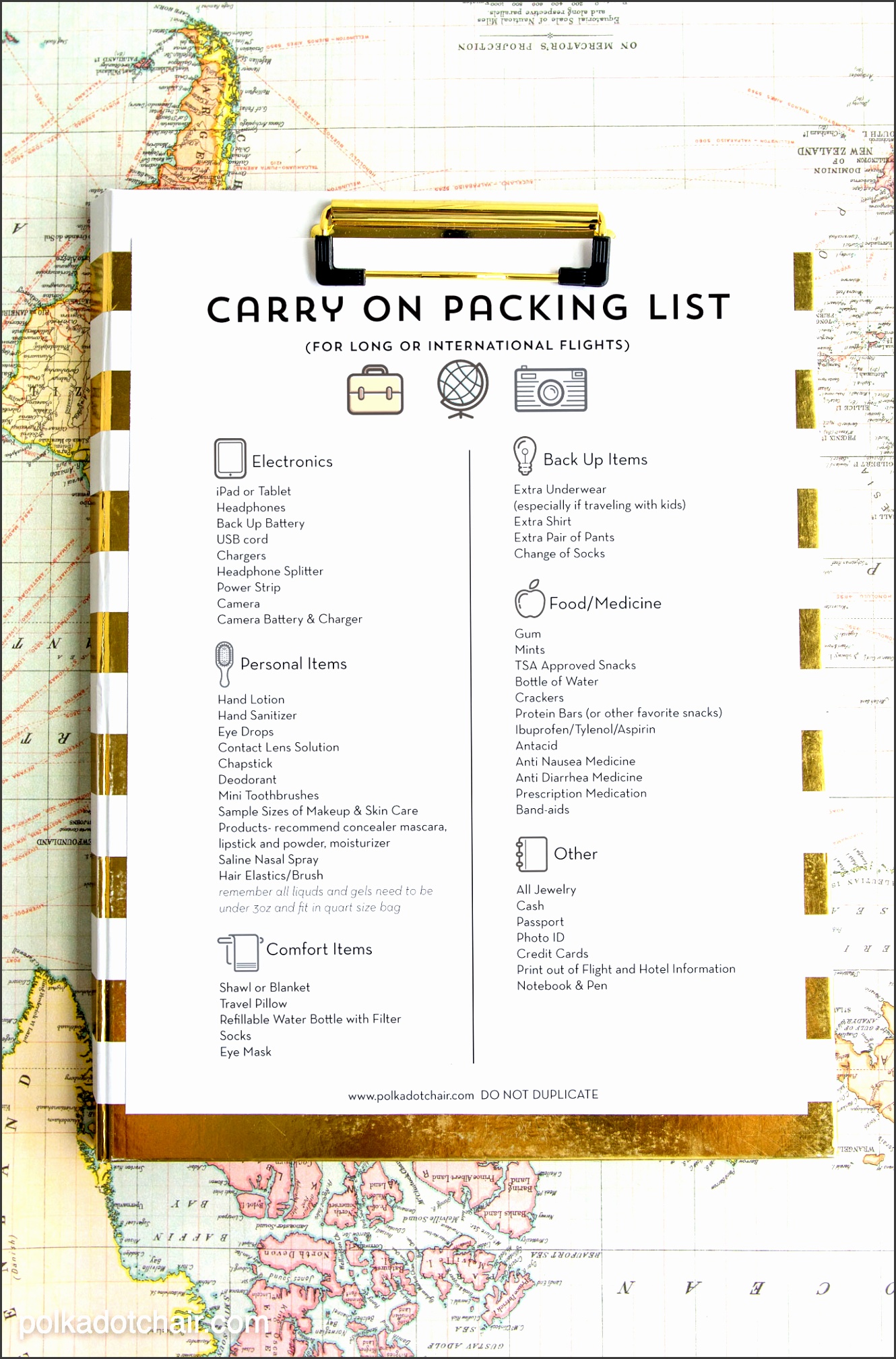 tips for surviving long airline flights along with a free printable airplane carry on packing