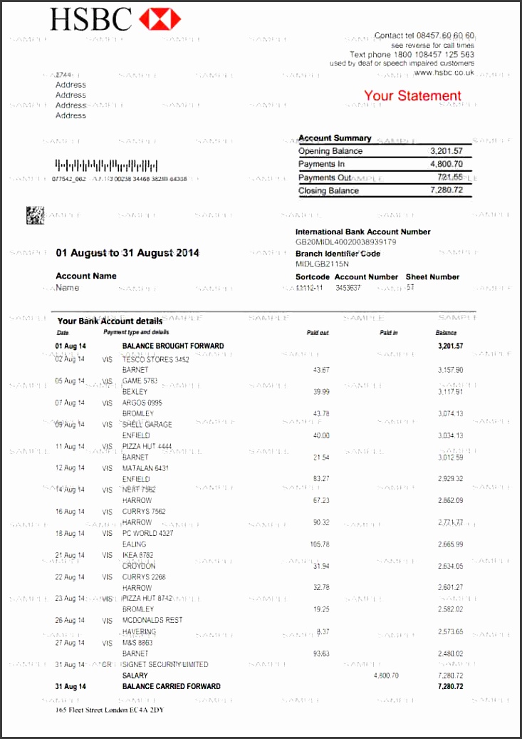 bank statement template pdf intended for hsbc bank statement template