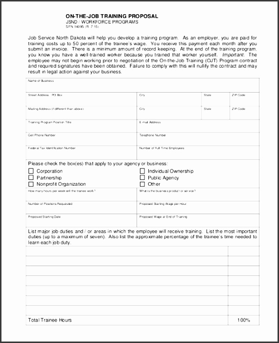 on job training proposal template