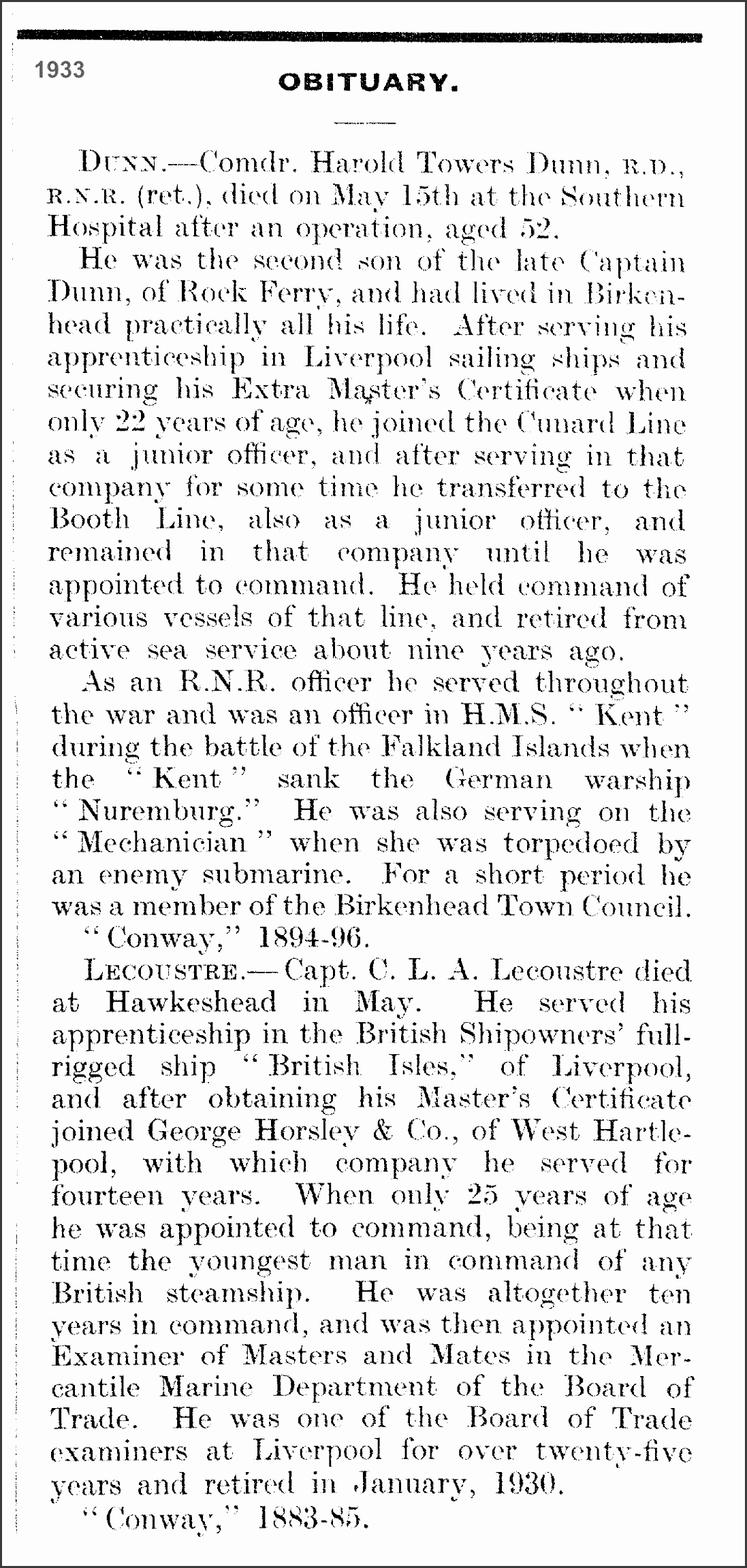 obituary 1933