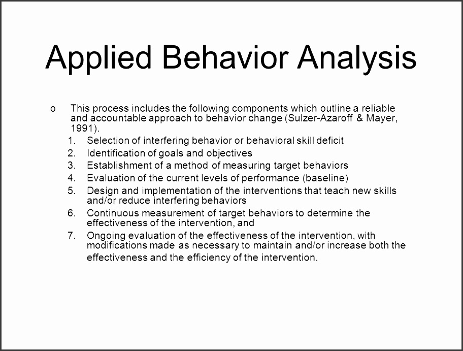 applied behavior analysis othis process includes the following ponents which outline a reliable and accountable approach