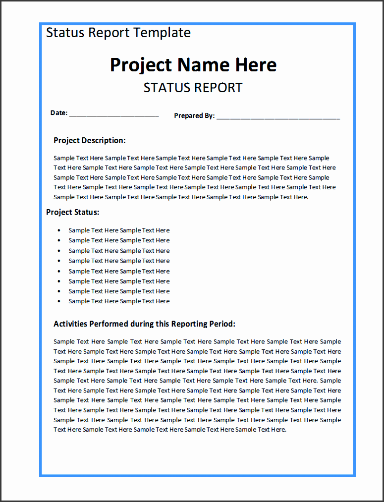 weekly status report template