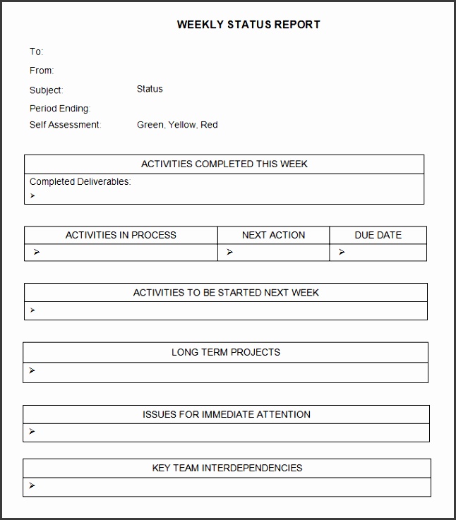 weekly status report template 6 free word documents