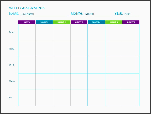 weekly assignment sheet office templates weekly assignment sheet