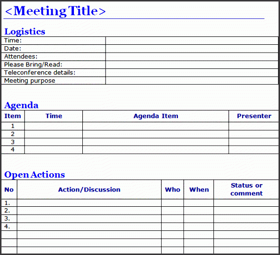 free meeting minutes template