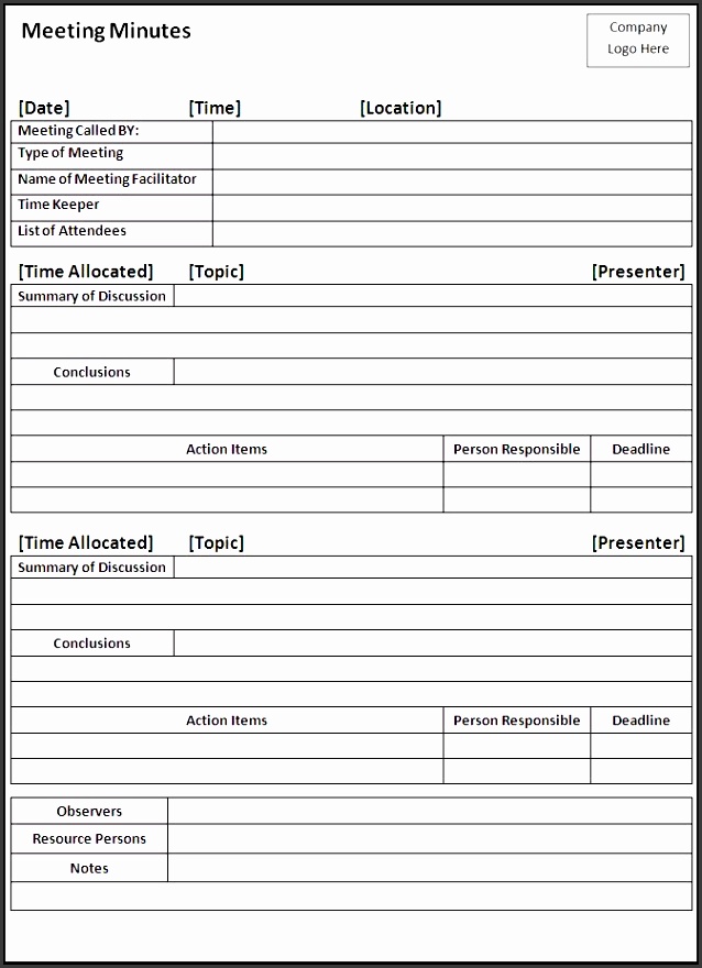 free meeting minutes template