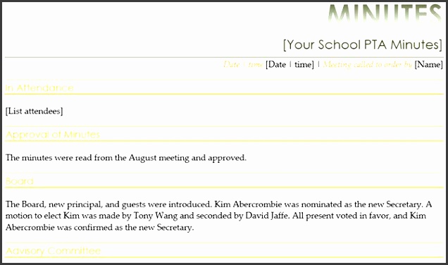 pta meeting minutes word 2016