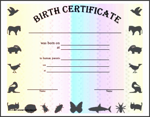 this birth certificate recognizes the adoption of an animal by human parents and is appropriate for