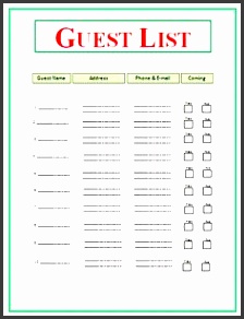 guest list guest list template free ms word templates