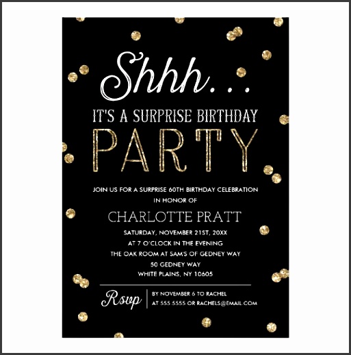 shh surprise birthday party faux glitter confetti card