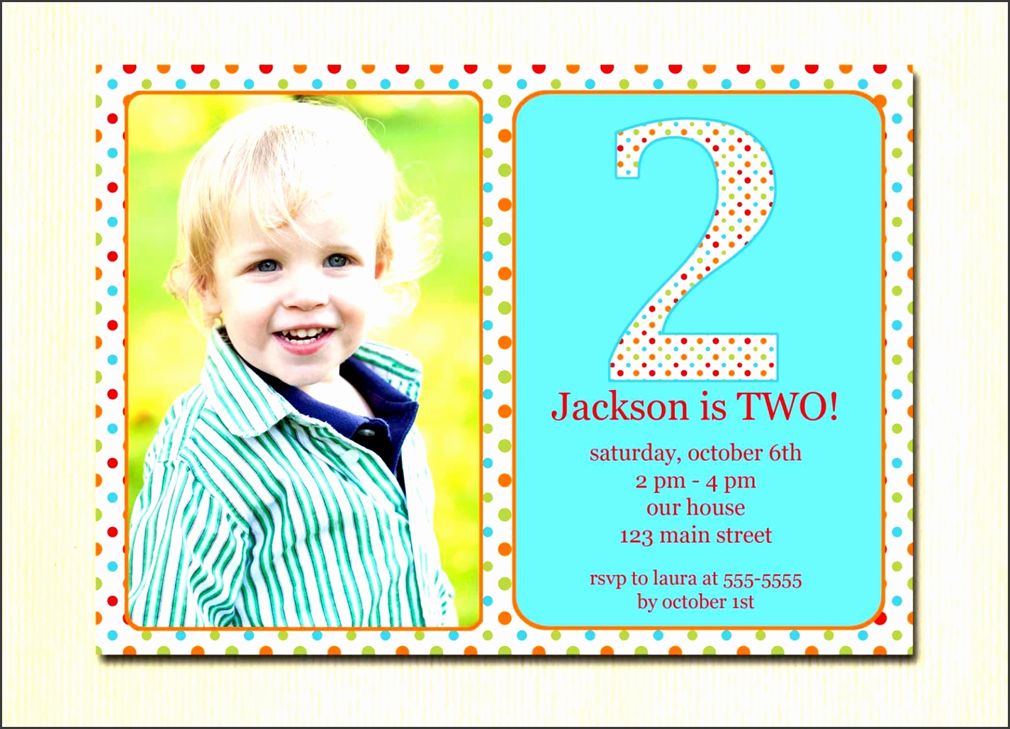 free template 2 year old birthday party invitation wording