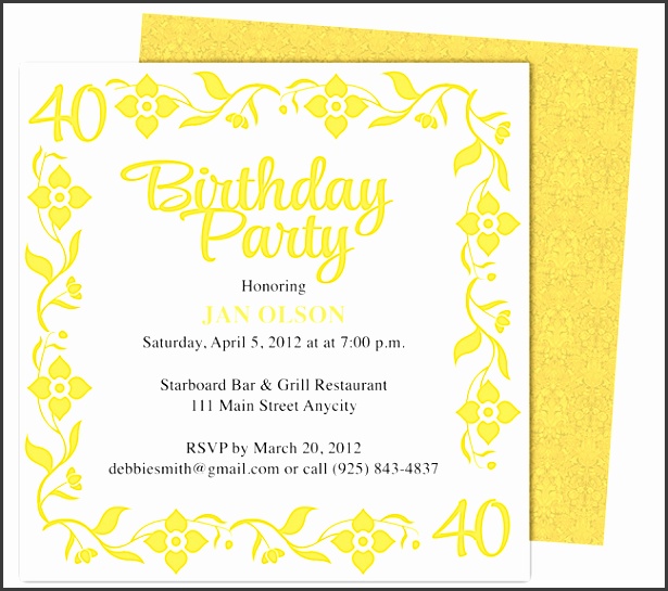 word birthday invitation template