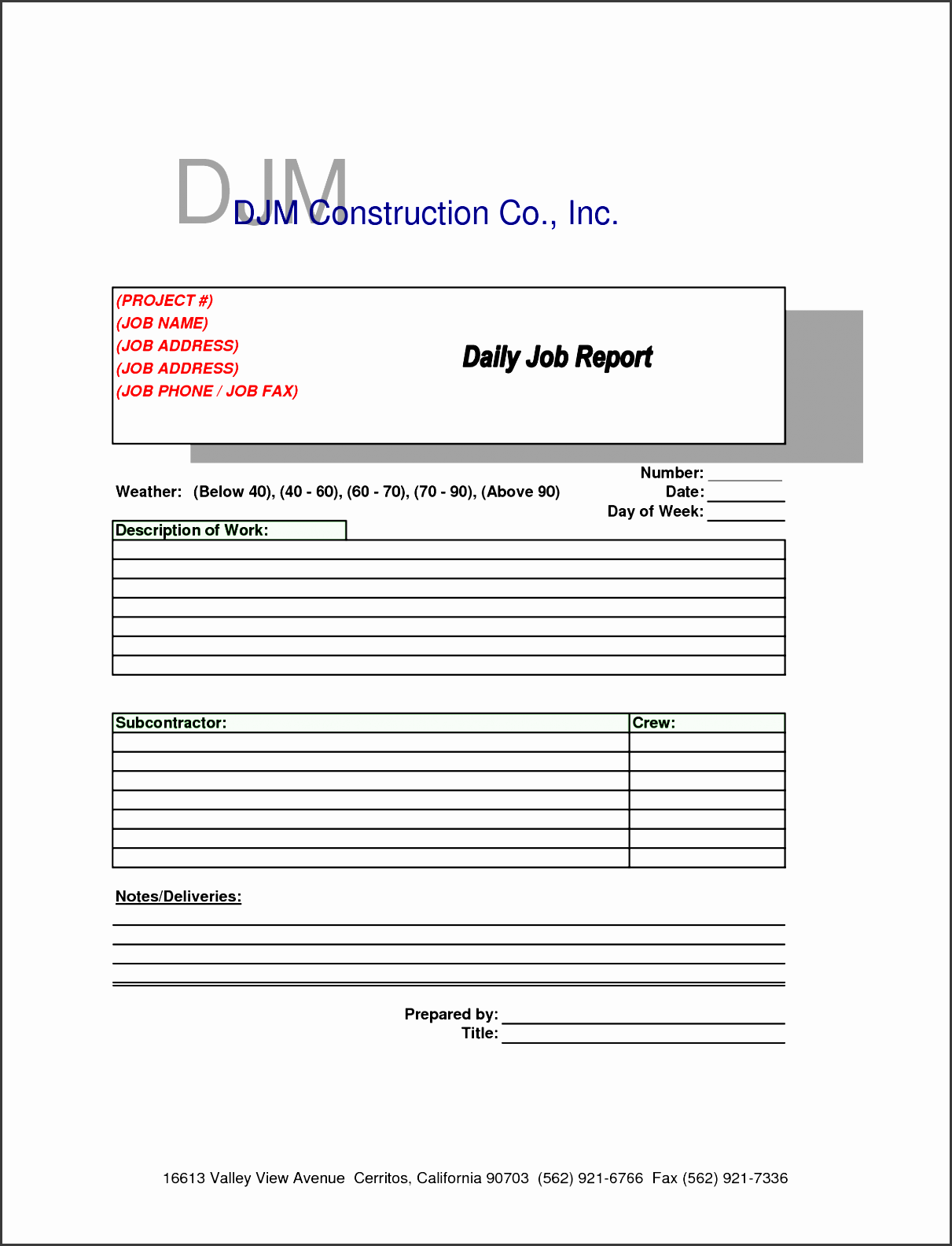 our author has been published construction daily report