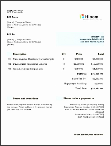 banner blocks invoice template excel