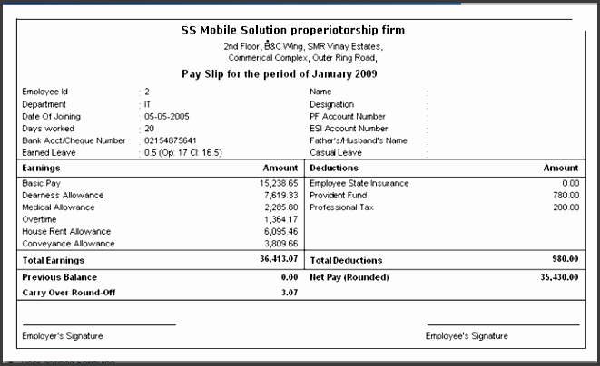 blank employee salary slip template and samples effective salary slip format using microsoft excel template