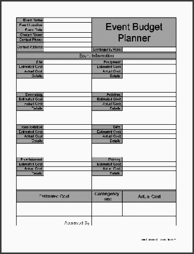 basic event bud planner