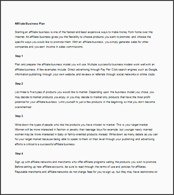 affiliate marketing business plan template