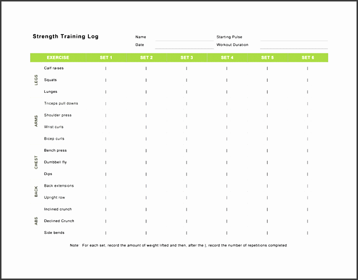 daily strength training log