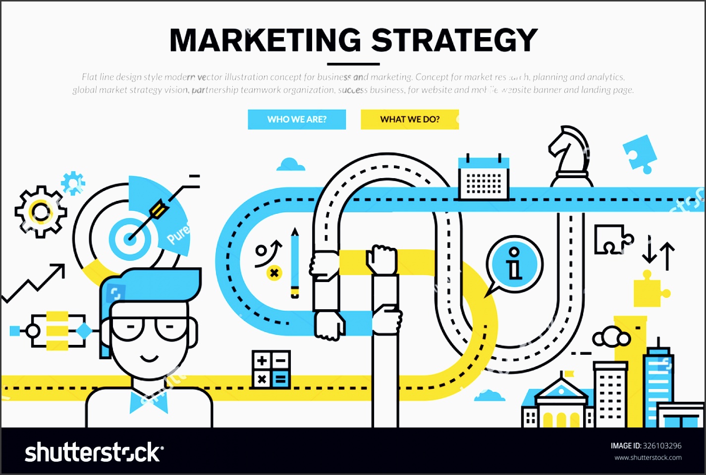 flat line design concept for business and marketing market research planning and analytics